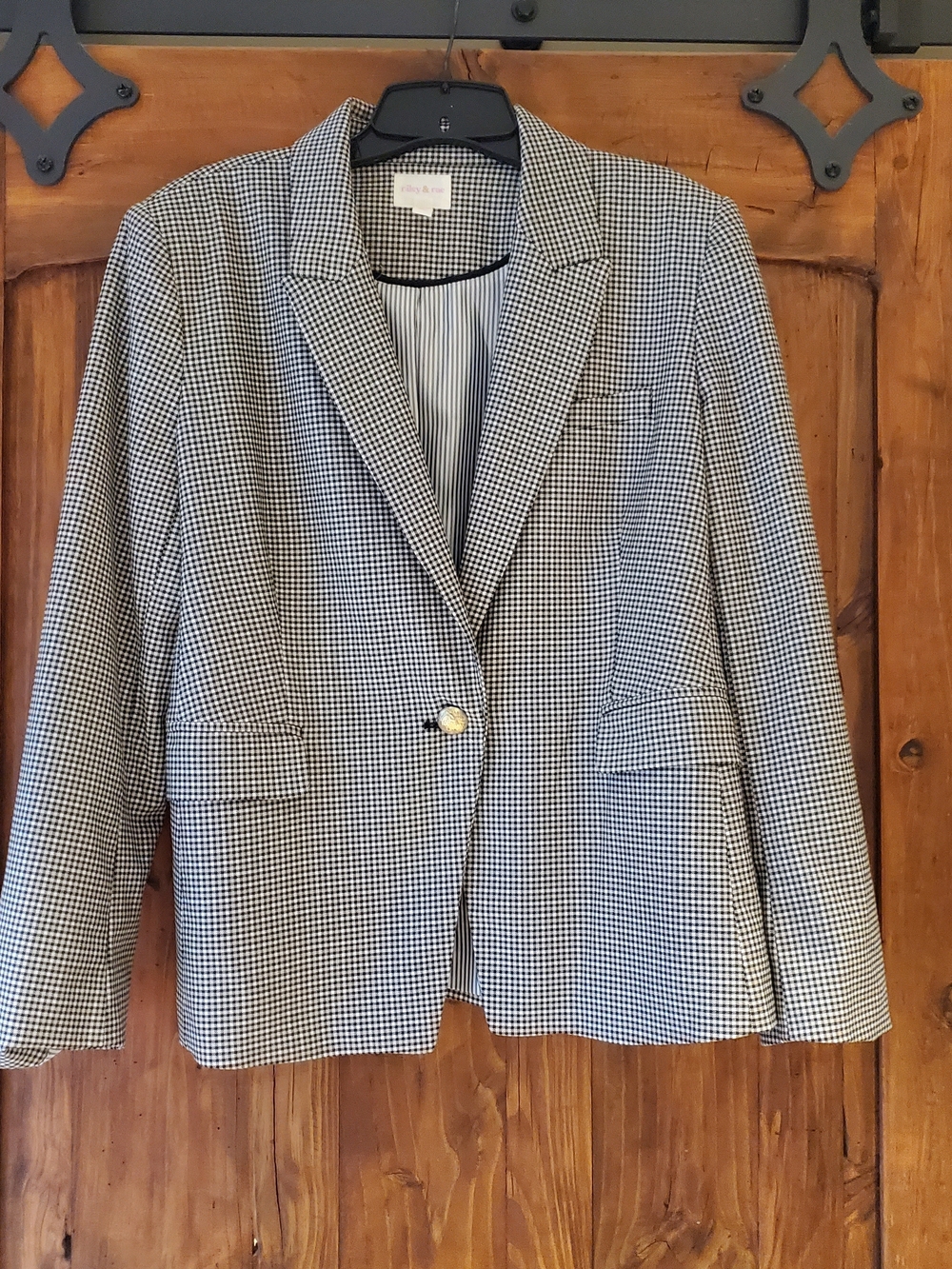 Riley & Rae Black and White Gingham Blazer